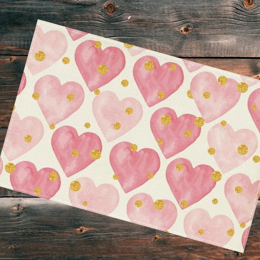 Valentines Day Placemats 8pc Pink Heart Table Decor Wedding Party Decorations